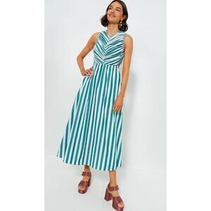 Hunter Bell Kathleen Midi Maxi Open Back Dress Emerald Stripe Tuckernuck XS NWT